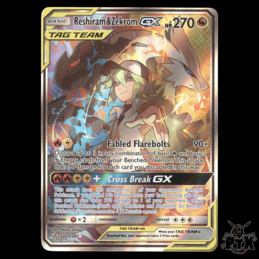 Reshiram & Zekrom GX #222/236 Cosmic Eclipse NM/Near Mint Pokemon 2019