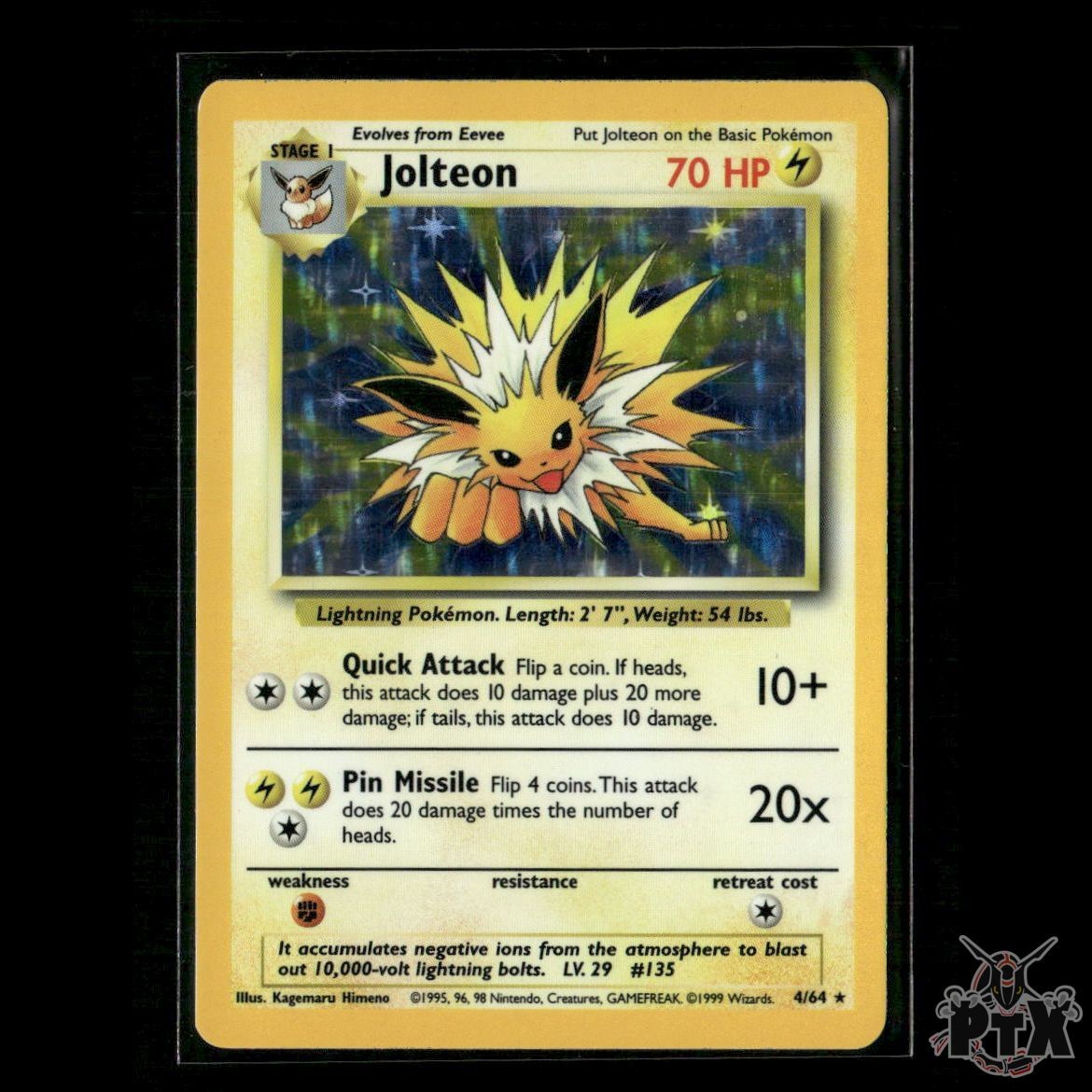 Jolteon Holo 4/64 No symbol error Jungle LP/MP Pokemon