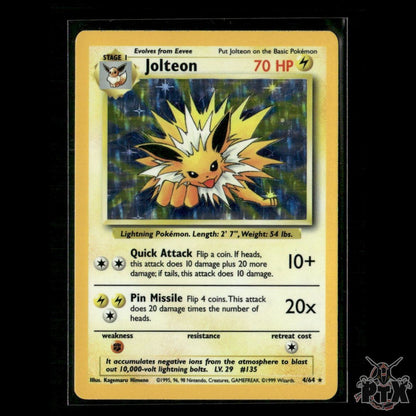 Jolteon Holo 4/64 No symbol error Jungle LP/MP Pokemon
