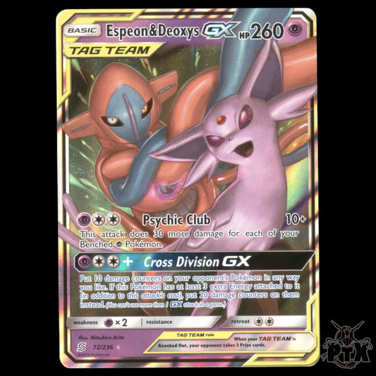 Espeon & Deoxys GX #72/236 Unified Minds NM/Near Mint Pokemon 2019