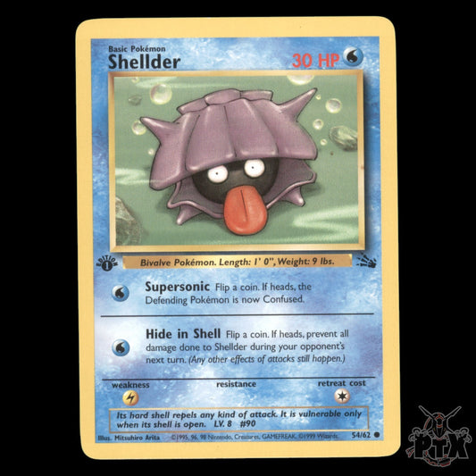 Shellder #54/62 1st Edition Fossil LP/Lightly Played Pokemon 1999