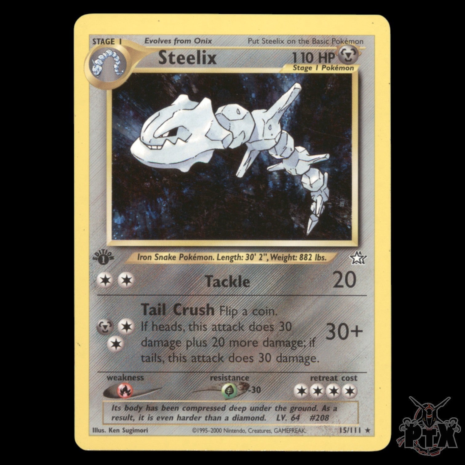 Steelix Holo #15/111 1st Edition Neo Genesis LP/Lightly Played Pokemon 2000