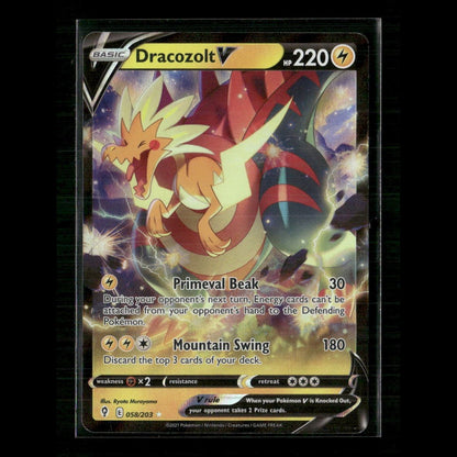 Dracozolt V 058/203 SWSH07: Evolving Skies NM Pokemon