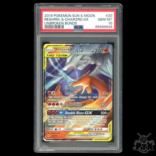 Reshiram & Charizard GX #20/214 PSA 10 Unbroken Bonds Pokemon 2019