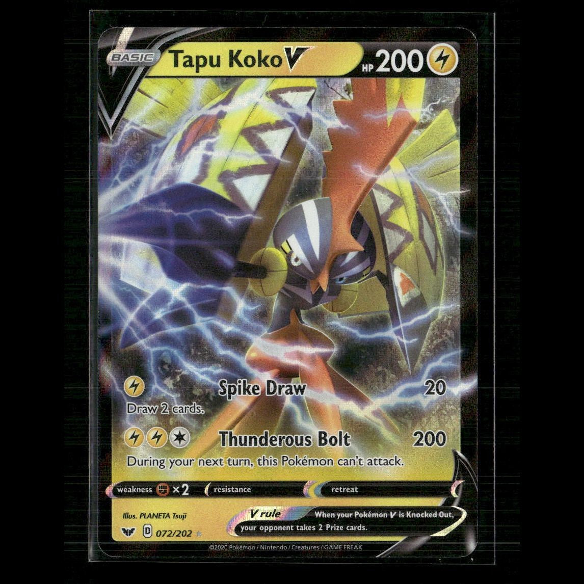 Tapu Koko V 072/202 SWSH01: Sword & Shield Base Set NM Pokemon