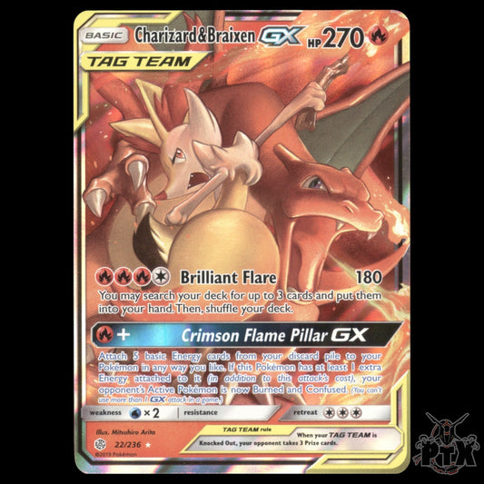 Charizard & Braixen GX #22/236 Cosmic Eclipse NM/Near Mint Pokemon 2019