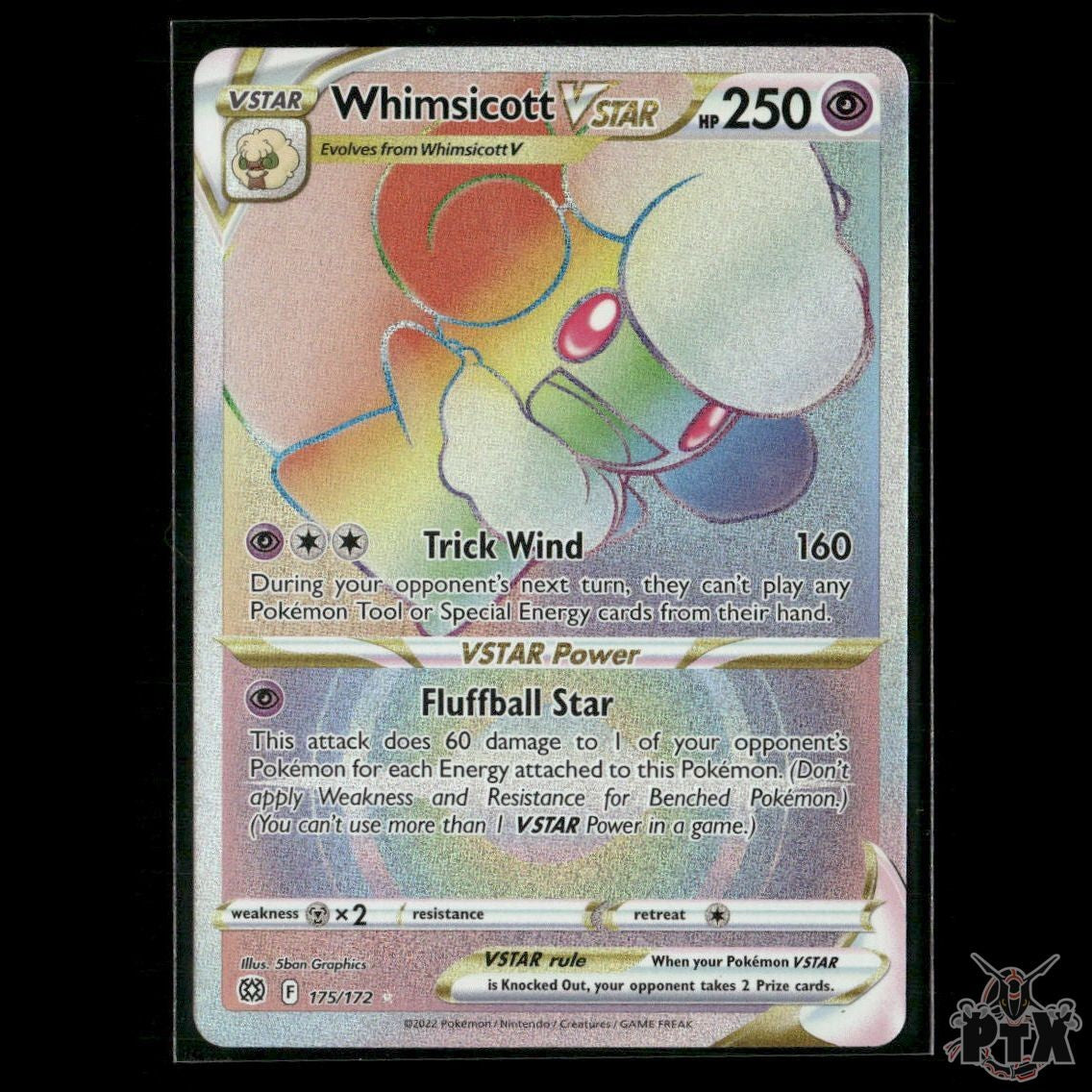 Whimsicott VSTAR (Secret) 175/172 SWSH09: Brilliant Stars NM Pokemon