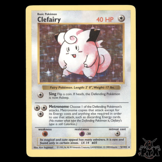 Clefairy Holo #5/105 Baset Set Shadowless LP/MP Pokemon 1999