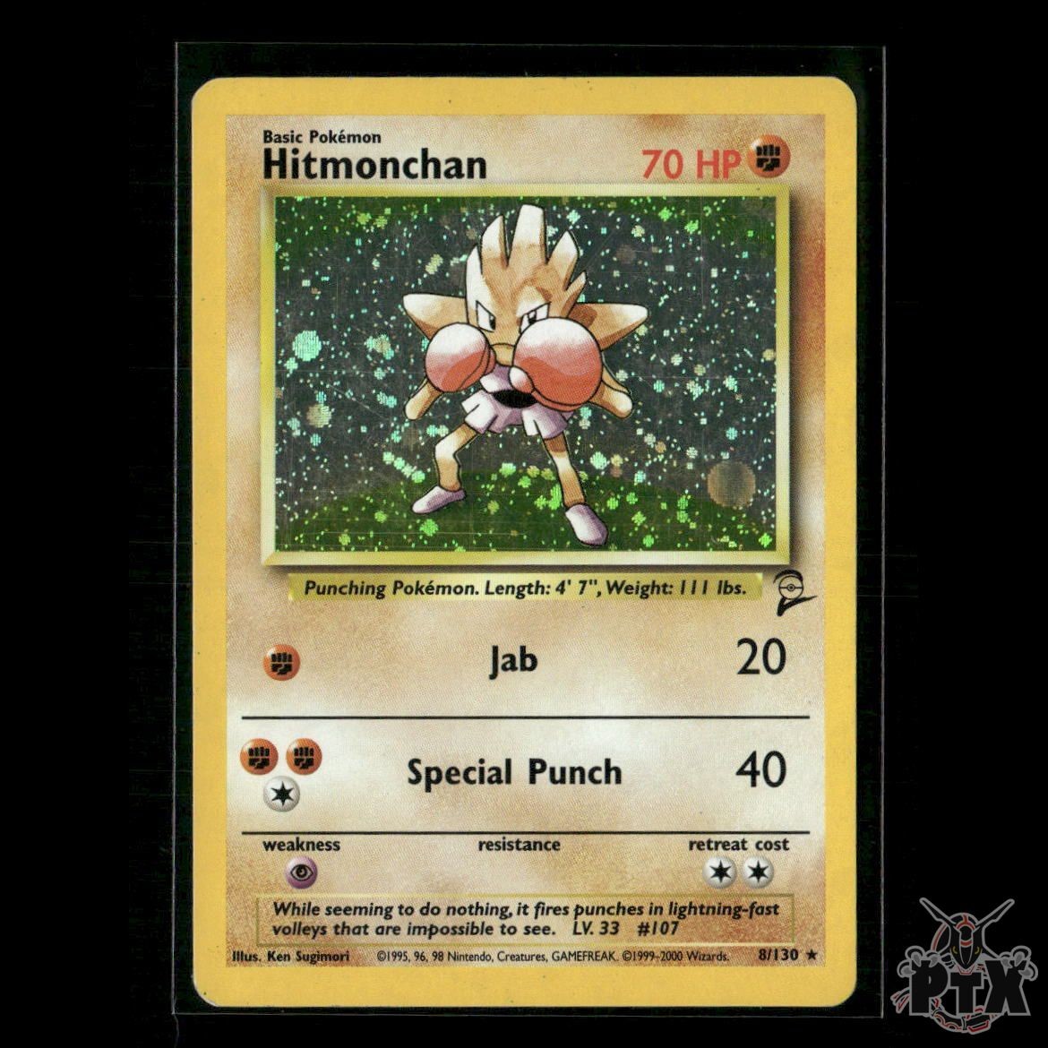 Hitmonchan Holo 8/130 Base Set 2 NM Pokemon