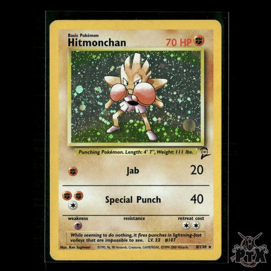Hitmonchan Holo 8/130 Base Set 2 NM Pokemon
