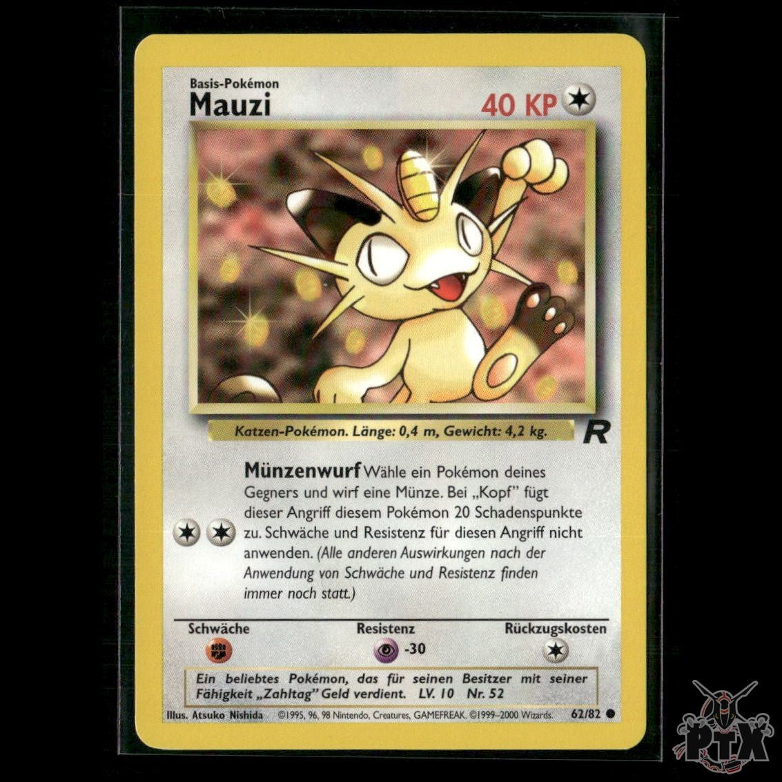 Meowth / Mauzi 62/82 Deutsch Team Rocket NM Pokemon