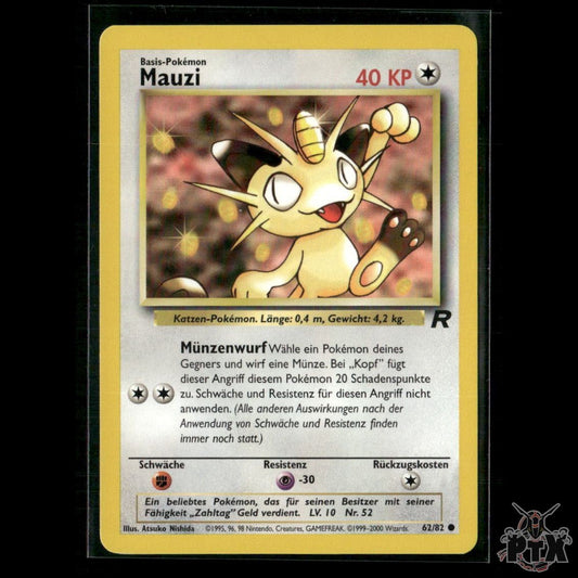 Meowth / Mauzi 62/82 Deutsch Team Rocket NM Pokemon