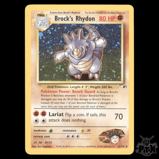 Brock's Rhydon Holo #2/132 Gym Heroes Pokemon 2000 NM/Near Mint