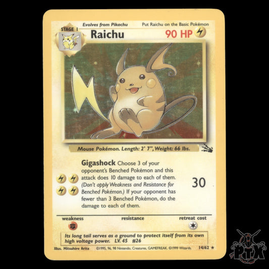 Raichu holo #14/62 Fossil NM/LP Pokemon 1999