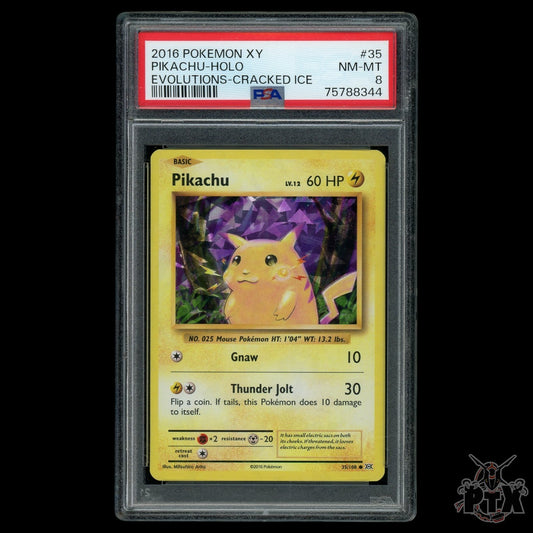 Pikachu #35/108 PSA 8 Cracked Ice Evolutions Pokemon 2016