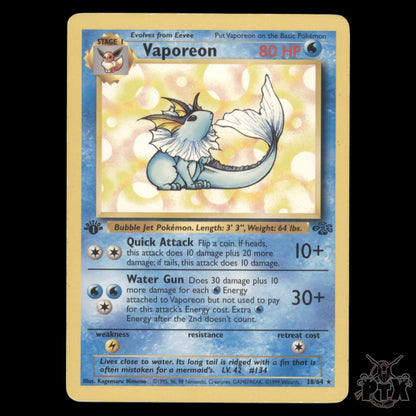 Vaporeon #28/64 1st Edition Jungle HP/Heavily Played Pokemon 1999