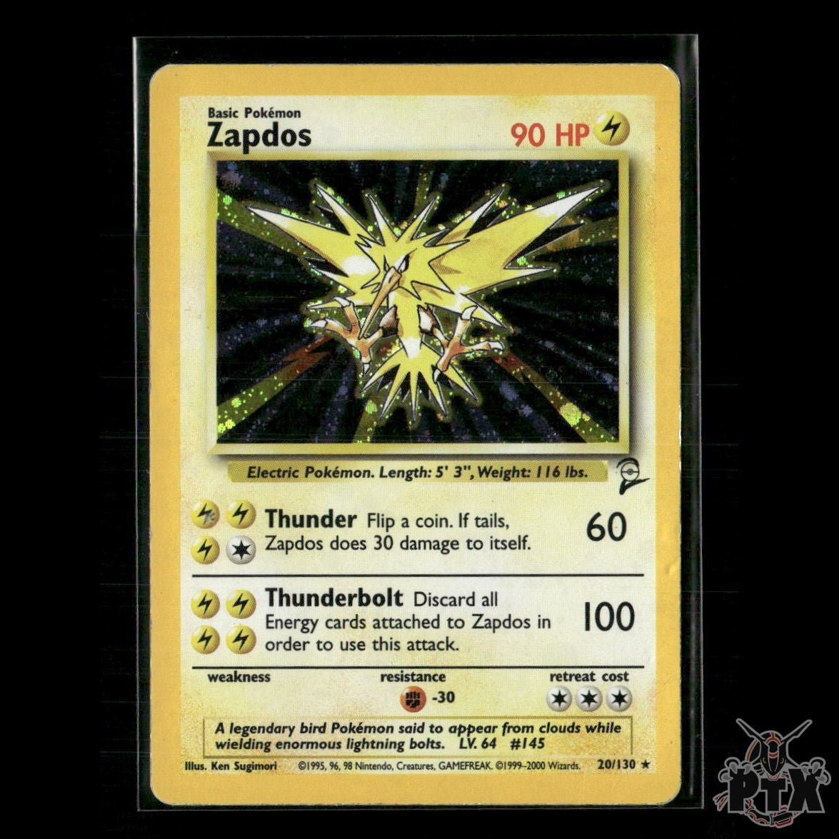 Zapdos Holo 20/130 Base Set 2 NM Pokemon