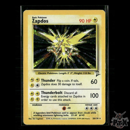 Zapdos Holo 20/130 Base Set 2 NM Pokemon