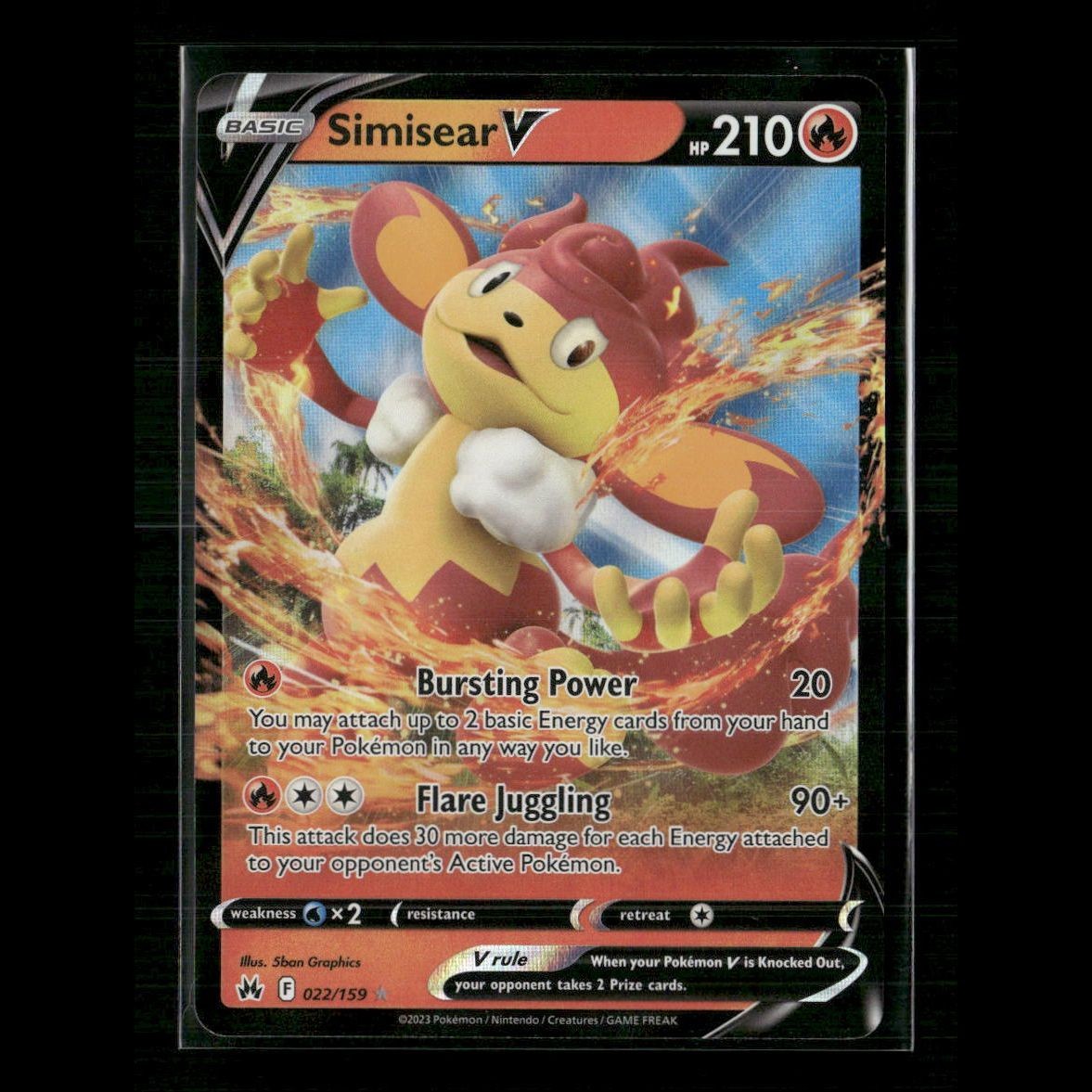 Simisear V 022/159 SWSH: Crown Zenith NM Pokemon