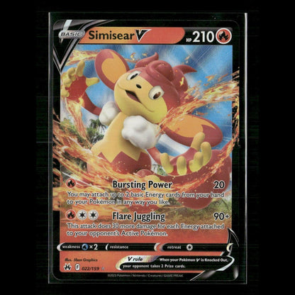 Simisear V 022/159 SWSH: Crown Zenith NM Pokemon