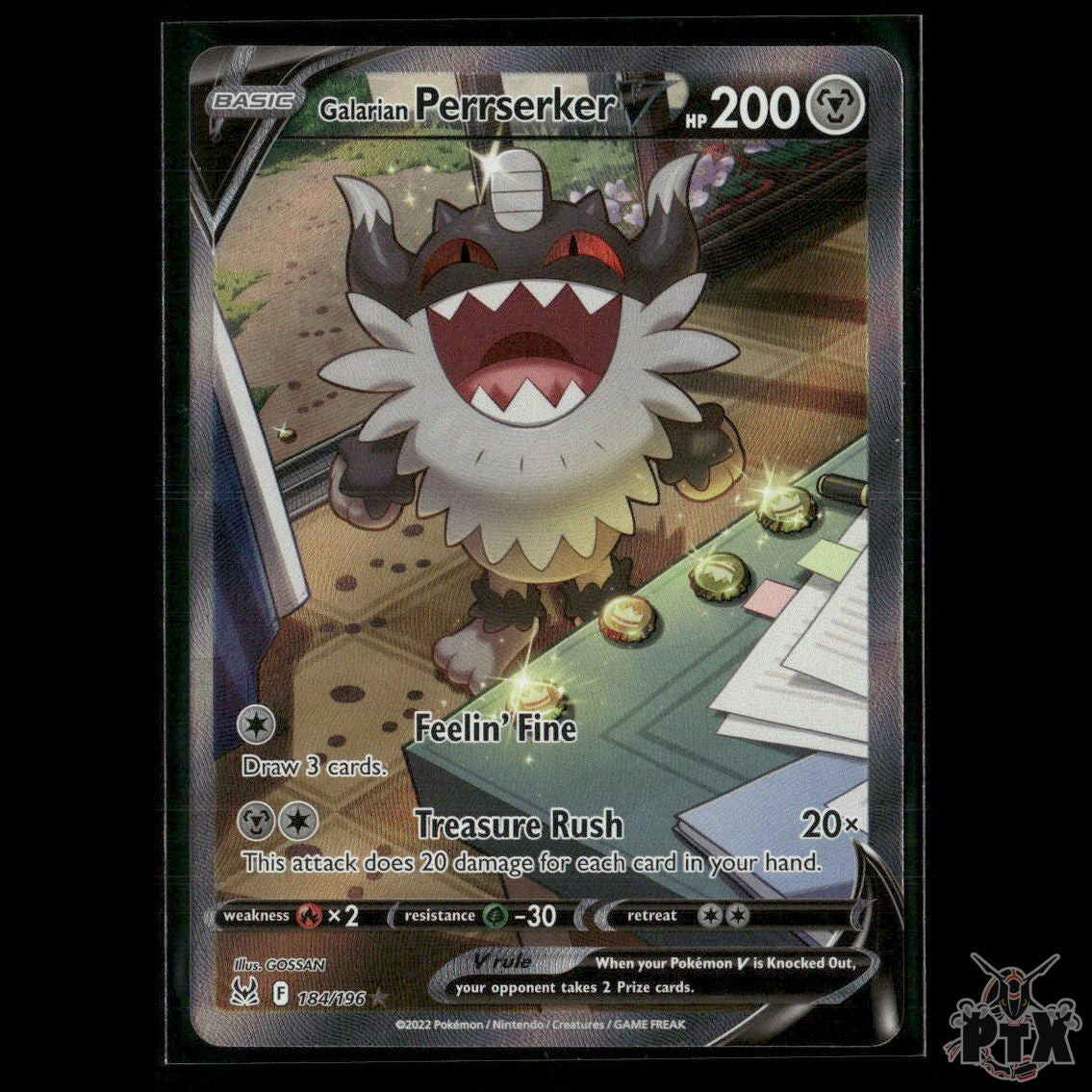 Galarian Perrserker V 184/196 SWSH11: Lost Origin NM Pokemon
