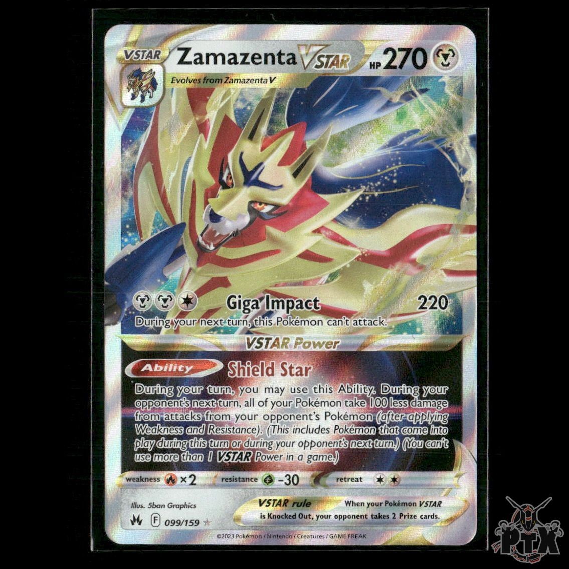 Zamazenta VSTAR 099/159 SWSH: Crown Zenith NM Pokemon