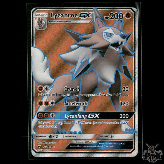 Lycanroc GX (Full Art) 136/147 SM - Burning Shadows HP Pokemon