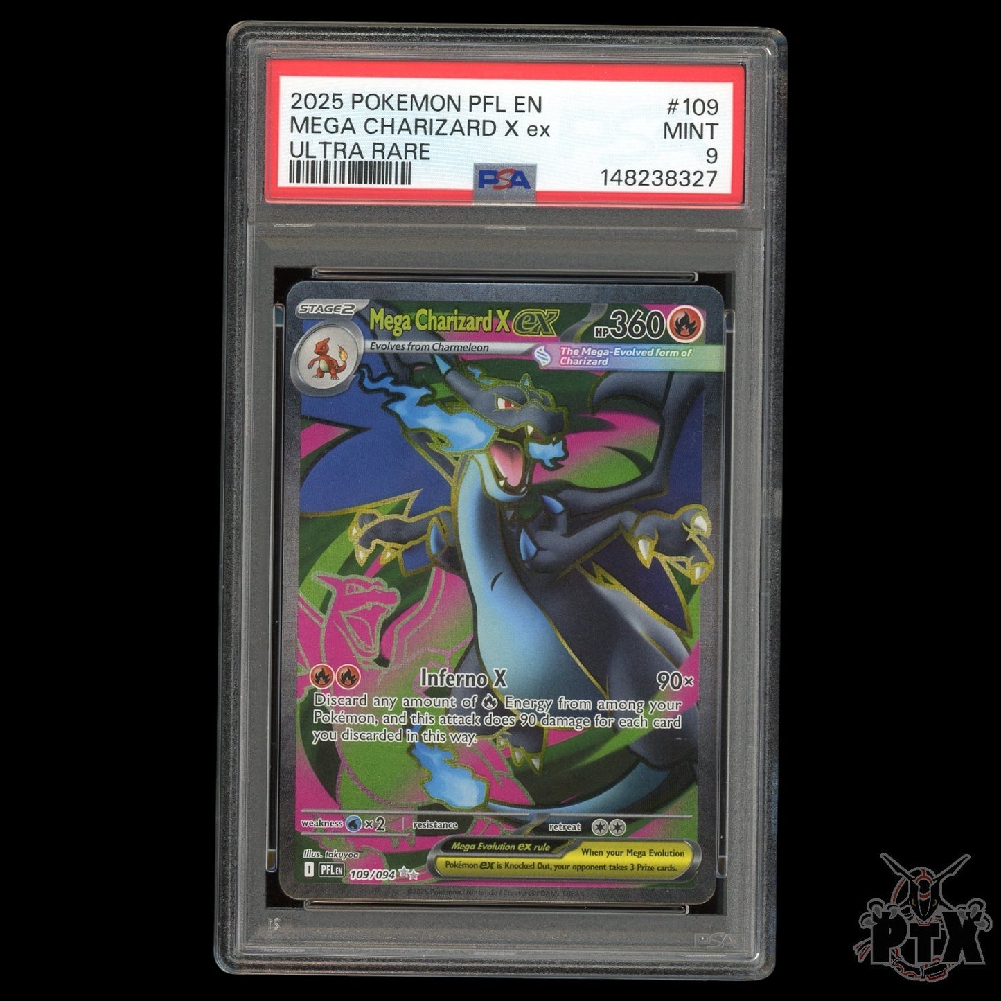 Mega Charizard X ex 109/094 PSA 9 Phantasmal Flames Pokemon 2025