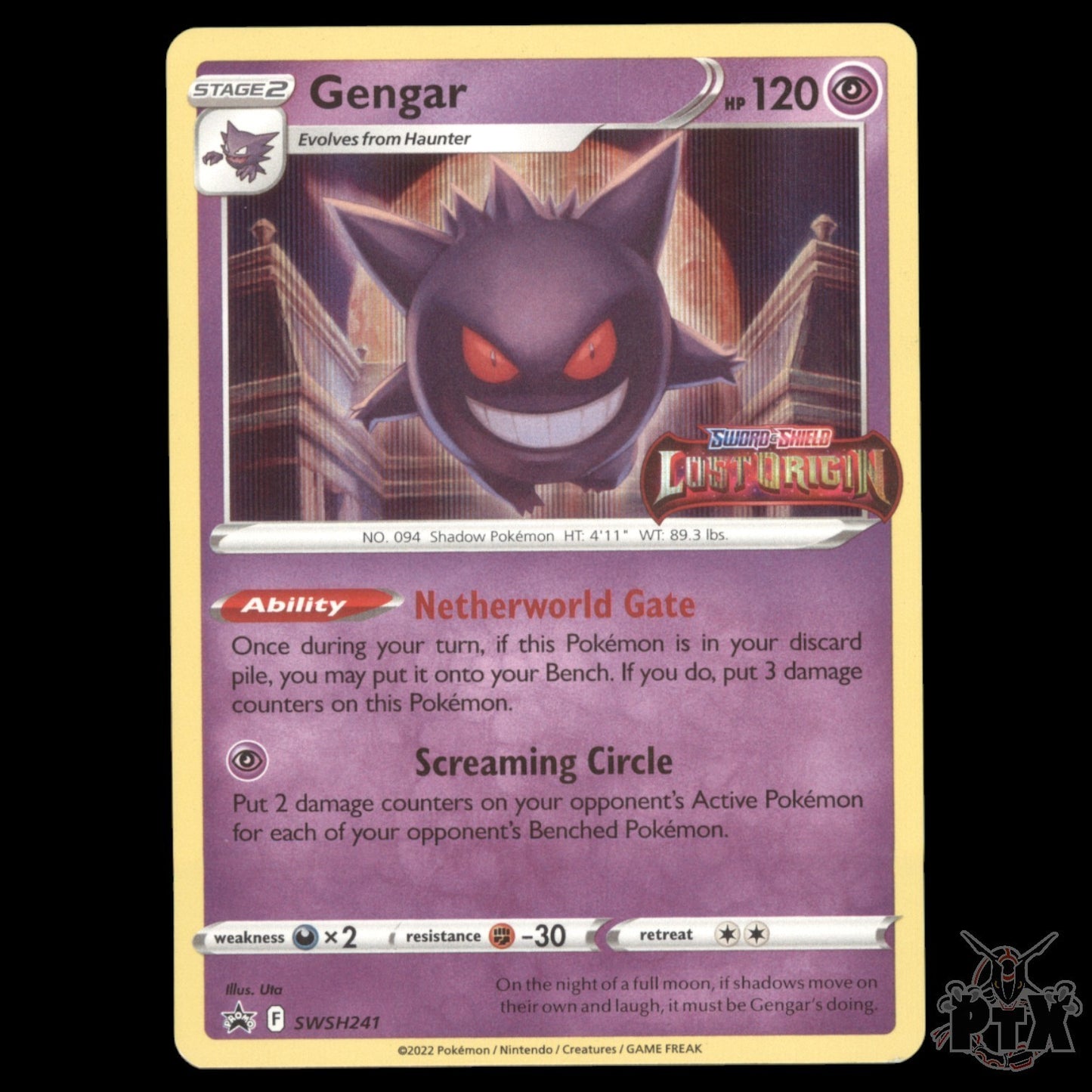 Gengar Holo #SWSH241 Lost Origin Prerelease Promo NM/Near Mint Pokemon 2022