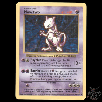 Mewtwo Holo #10/102 Base Set Shadowless NM/LP Pokemon 1999