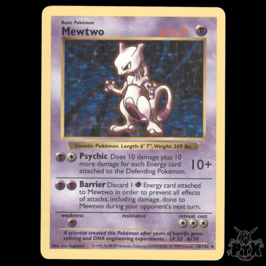 Mewtwo Holo #10/102 Base Set Shadowless NM/LP Pokemon 1999