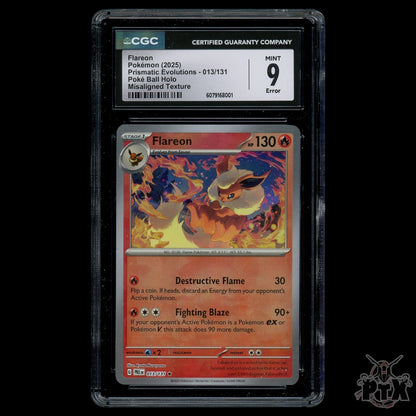 Flareon (Poke Ball) 013/131 CGC 9 ERROR MISALIGNED TEXTURE Prismatic Evolutions