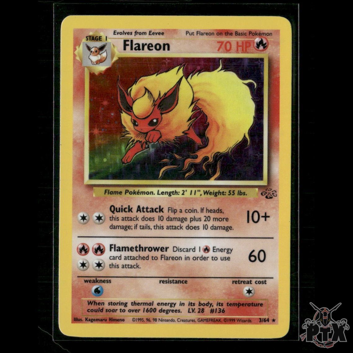 Flareon Holo 3/64 Jungle NM Pokemon