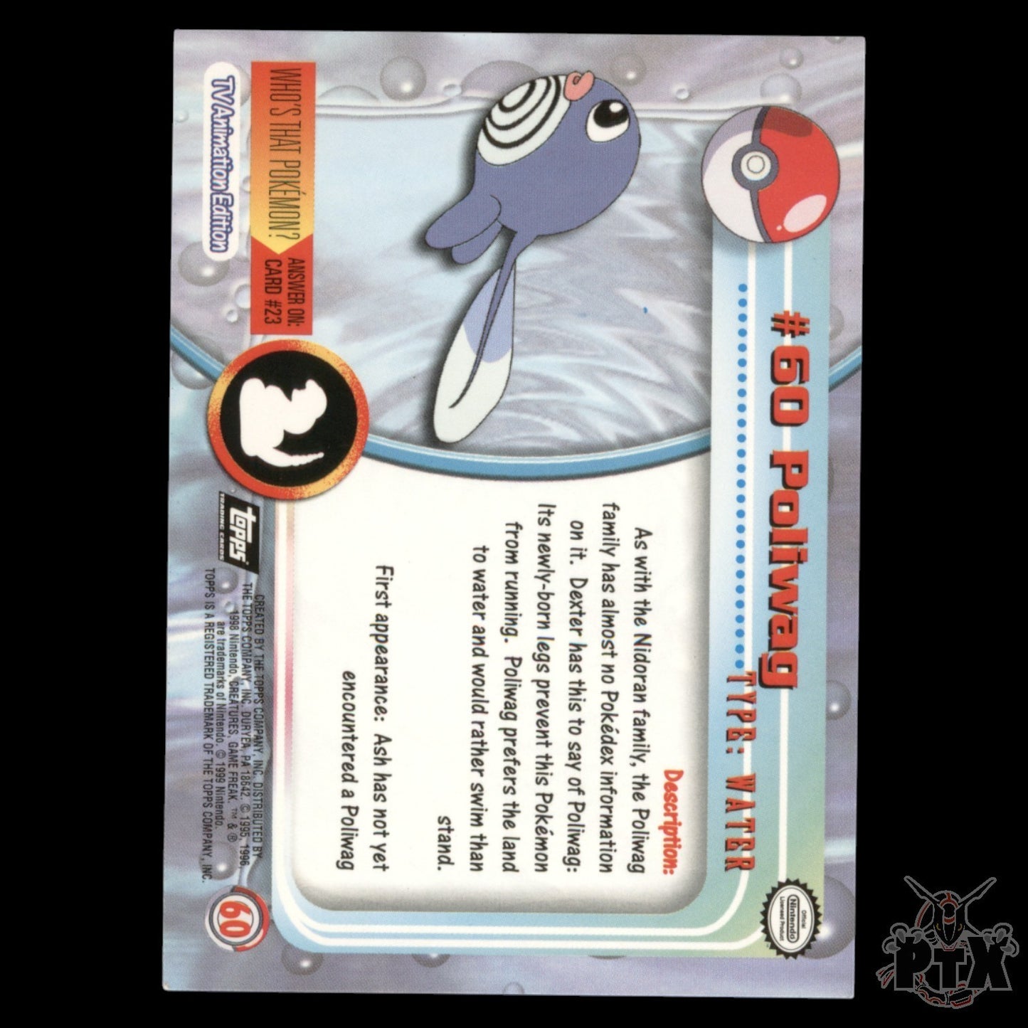 Topps Poliwag #60 Rainbow Foil Series 1 Pokemon 2000