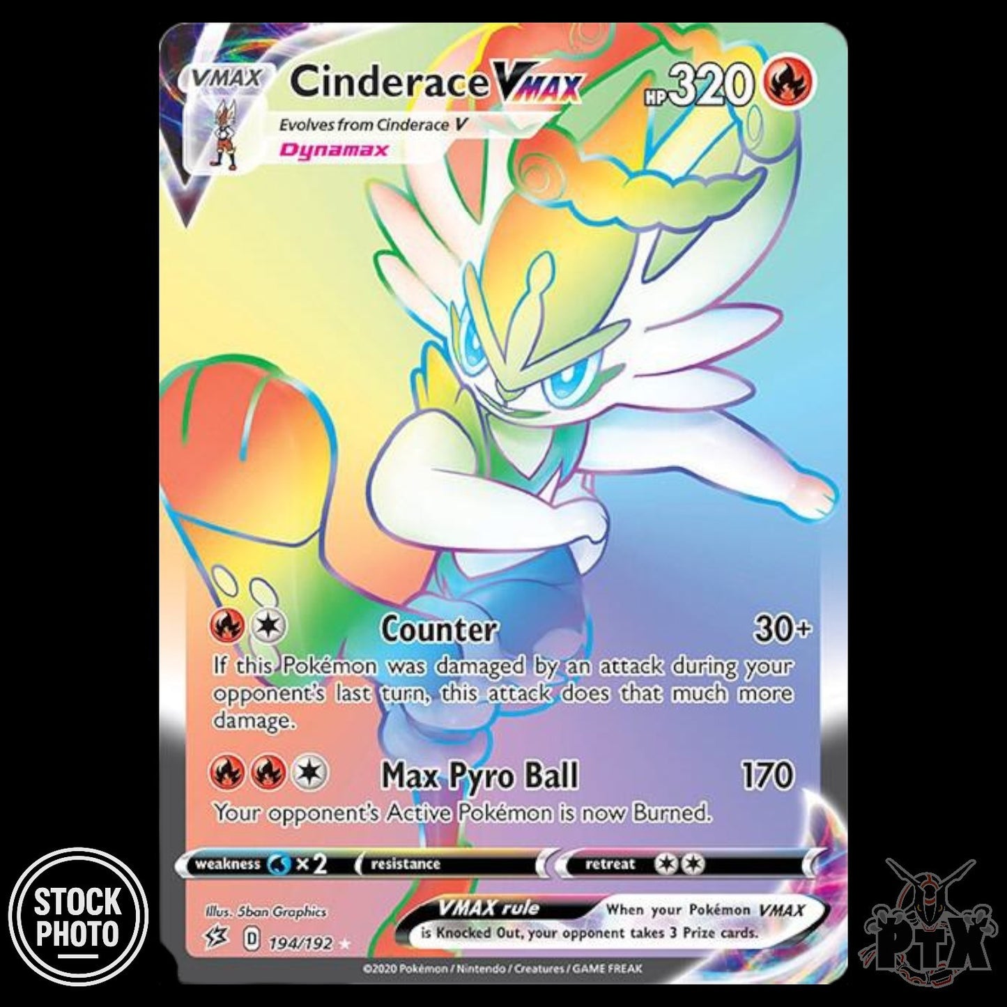 Cinderace VMAX #194/192 Rebel Clash NM/Near Mint Pokemon 2020