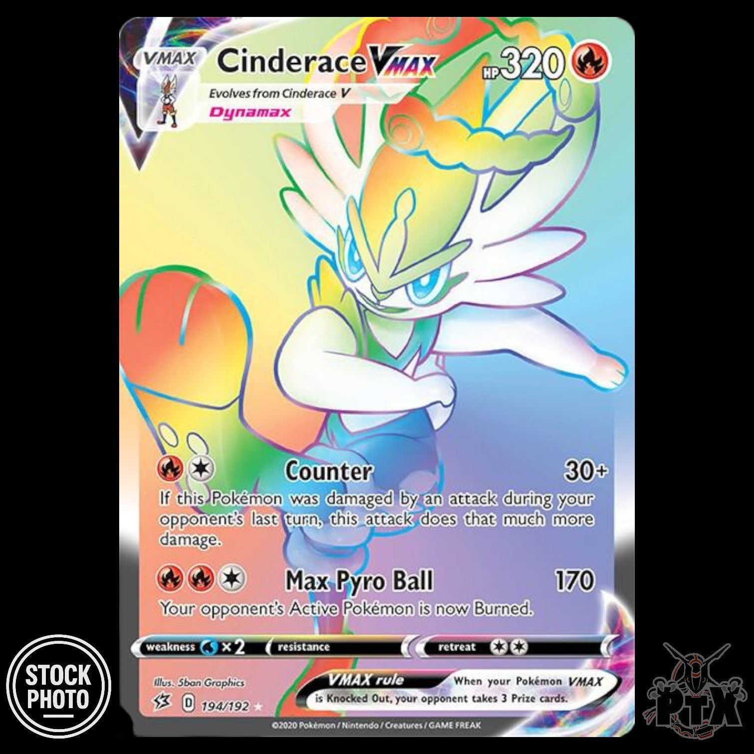 Cinderace VMAX #194/192 Rebel Clash NM/Near Mint Pokemon 2020