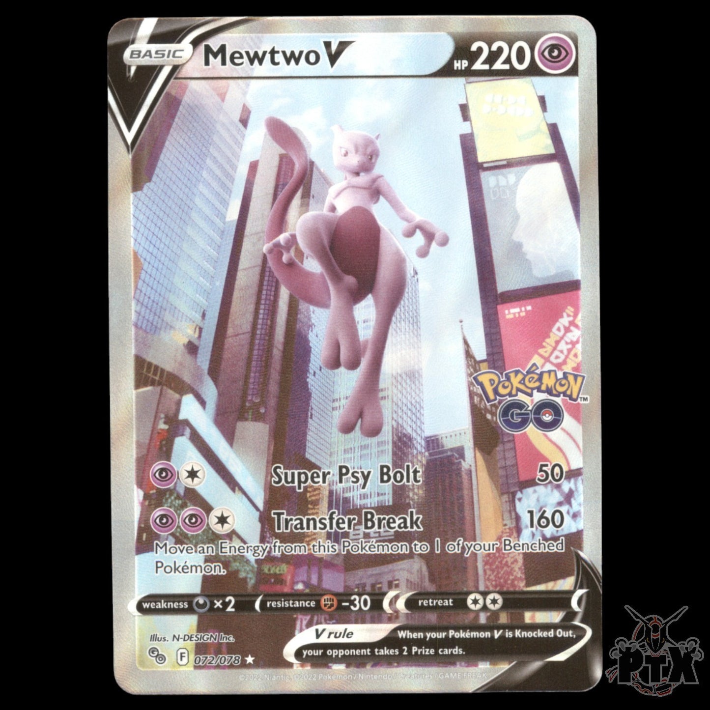 Mewtwo V #072/078 Pokemon Go NM/Near Mint Pokemon 2022