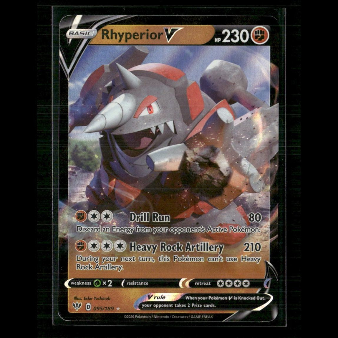 Rhyperior V 095/189 SWSH03: Darkness Ablaze NM Pokemon