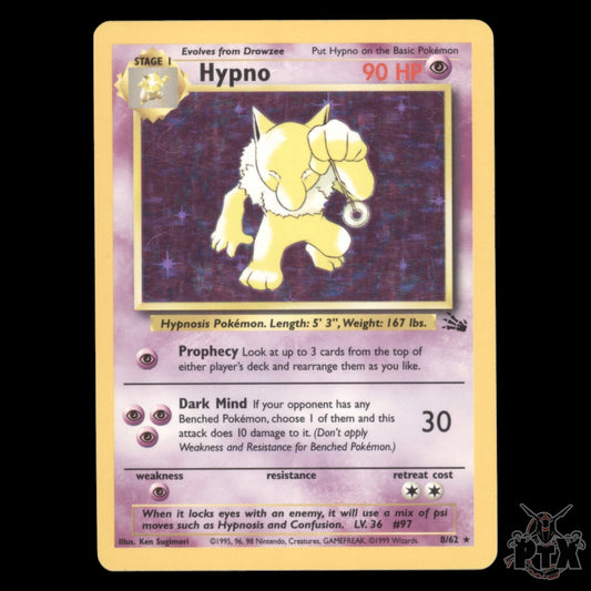 Hypno holo #8/62 Fossil LP/Lightly Played Pokemon 1999
