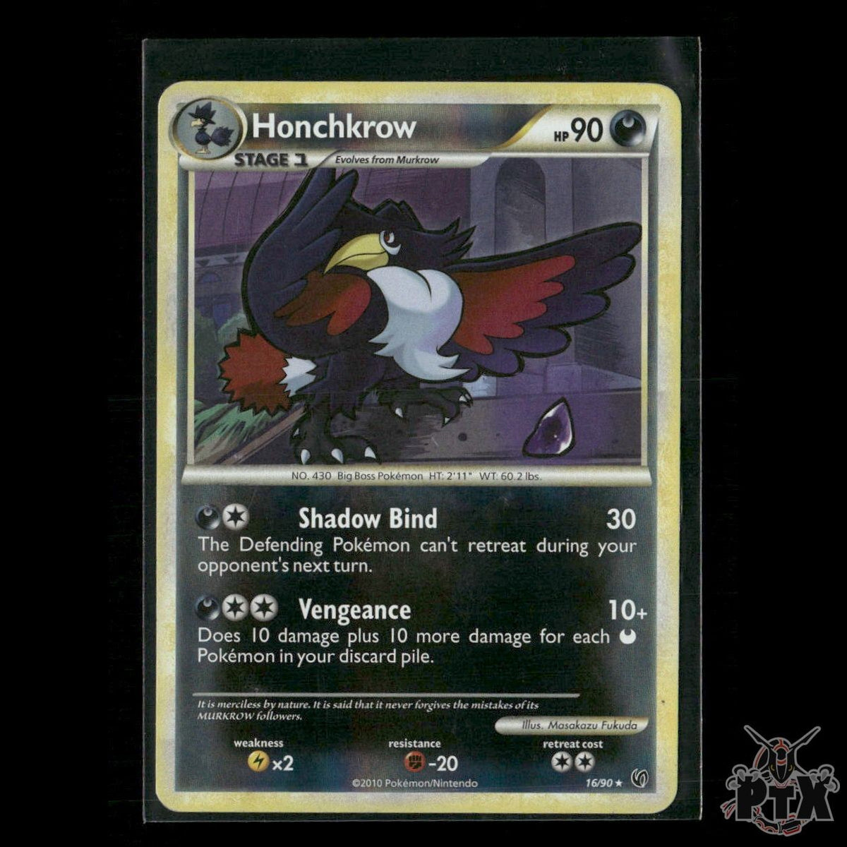 Honchkrow Reverse Holo 16/90 Undaunted HP Pokemon