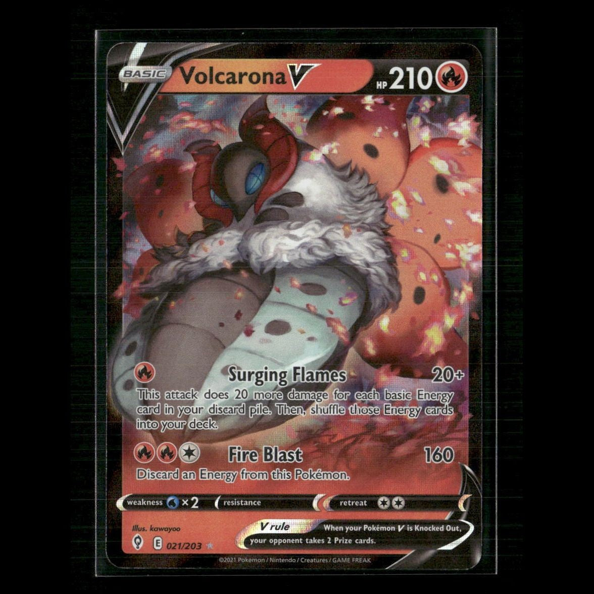 Volcarona V 021/203 SWSH07: Evolving Skies NM Pokemon