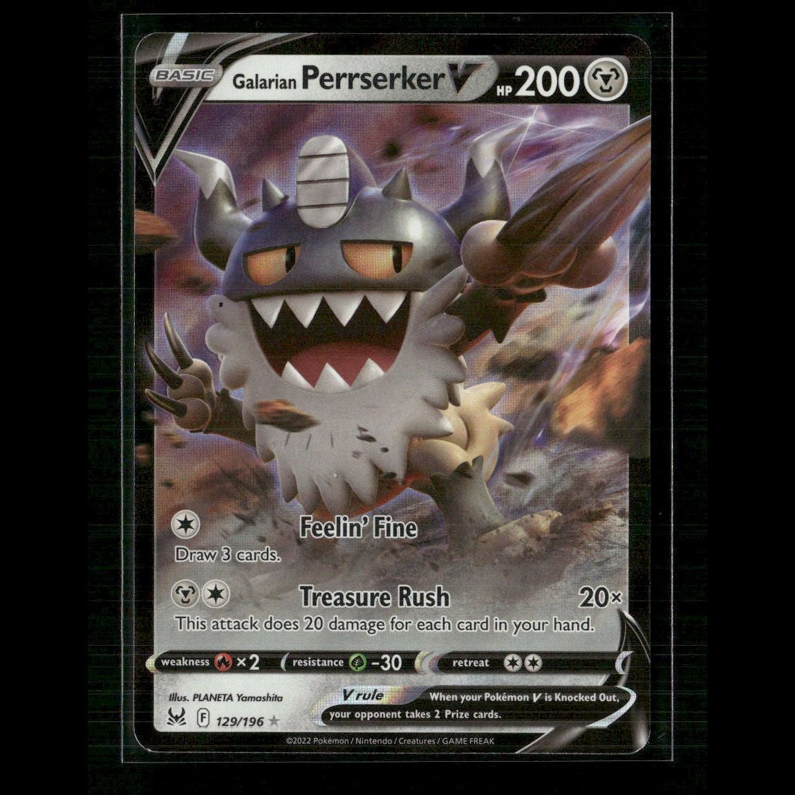 Galarian Perrserker V 129/196 SWSH11: Lost Origin NM Pokemon