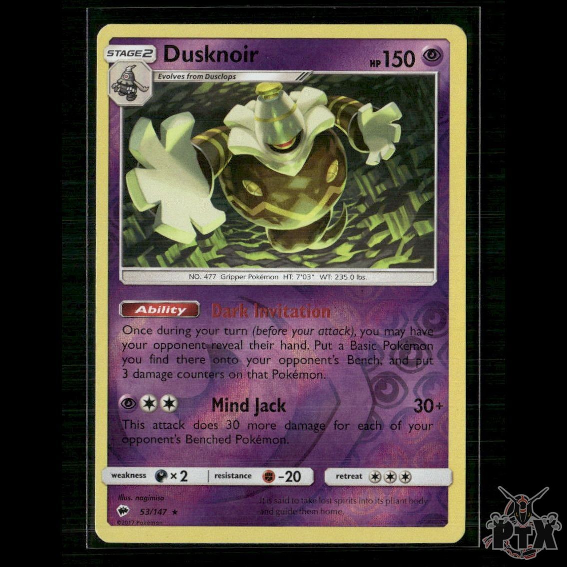 Dusknoir 53/147 SM - Burning Shadows NM Pokemon