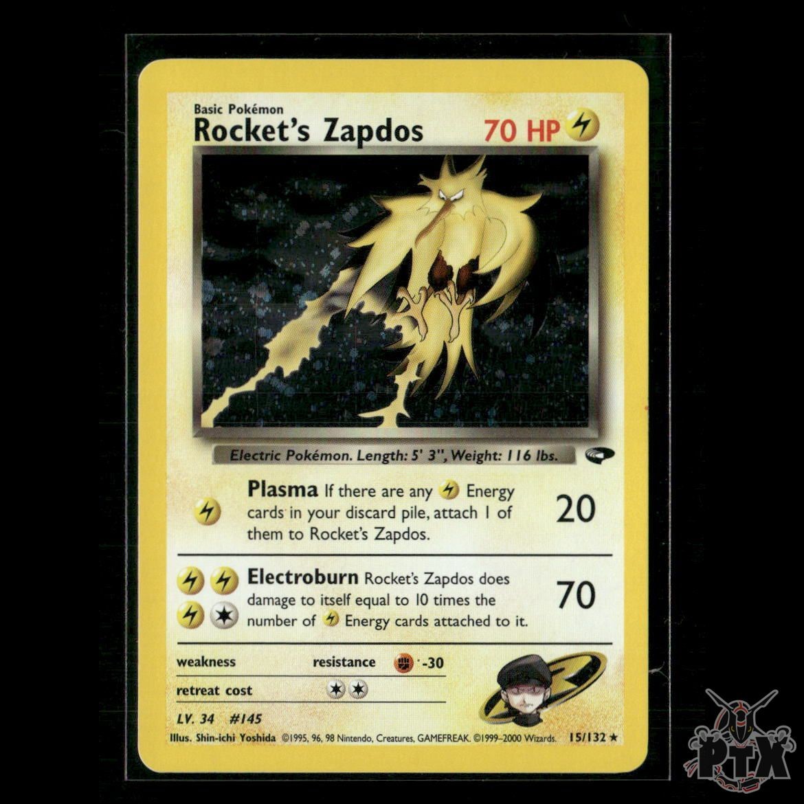 Rocket's Zapdos Holo 15/132 Gym Challenge NM Pokemon