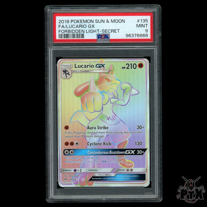 Lucario GX #135/131 PSA 9 Forbidden Light Pokemon 2018