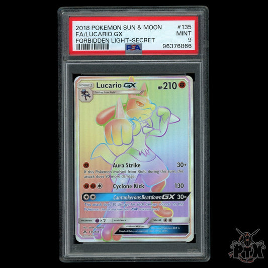 Lucario GX #135/131 PSA 9 Forbidden Light Pokemon 2018