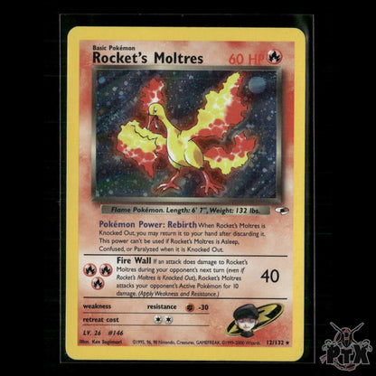 Rocket's Moltres Holo 12/132 Gym Heroes NM Pokemon