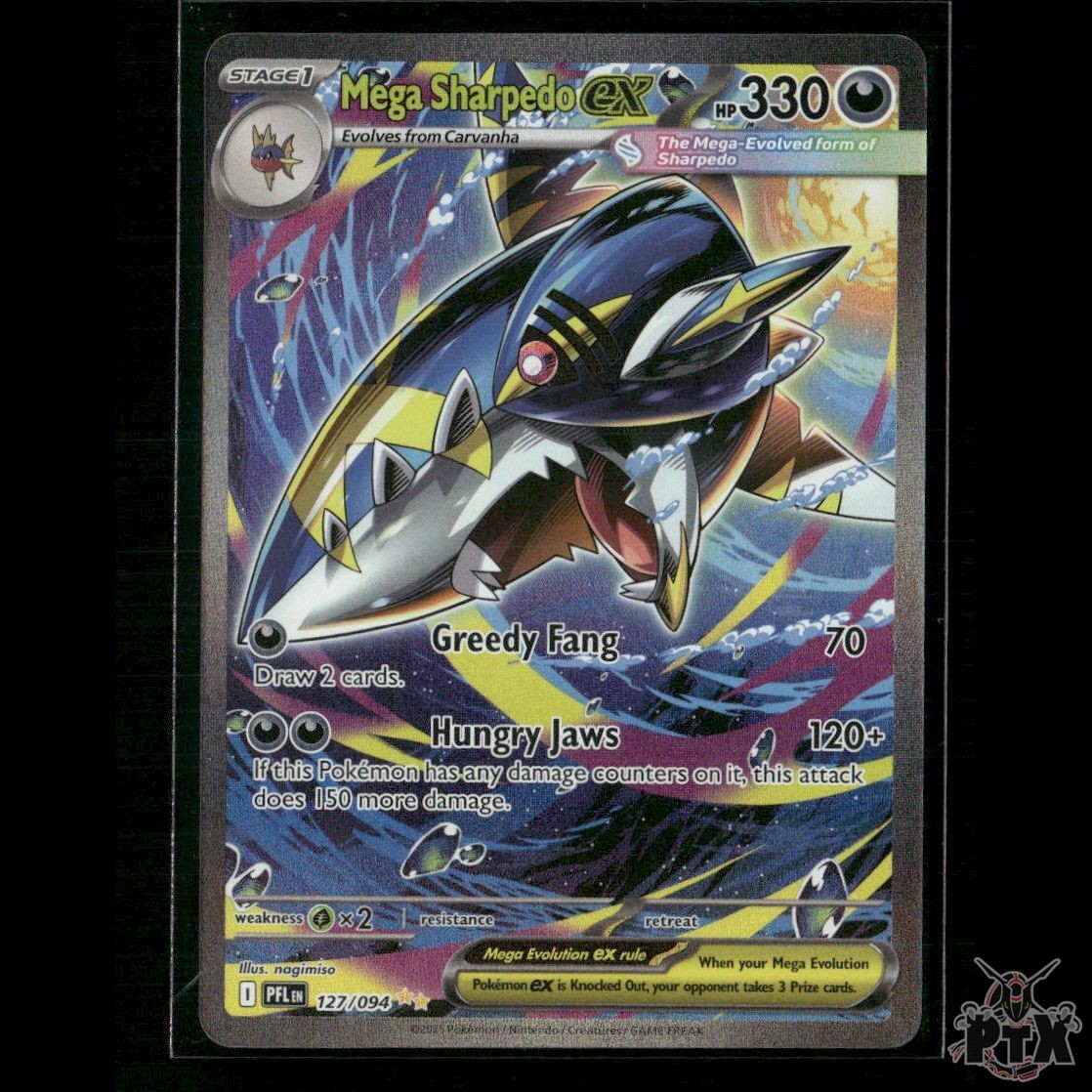 Mega Sharpedo ex 127/094 ME02: Phantasmal Flames NM Pokemon
