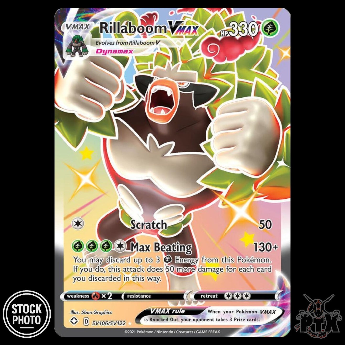 Rillaboom VMAX #SV106/SV122 Shining Fates NM/Near Mint Pokemon 2021