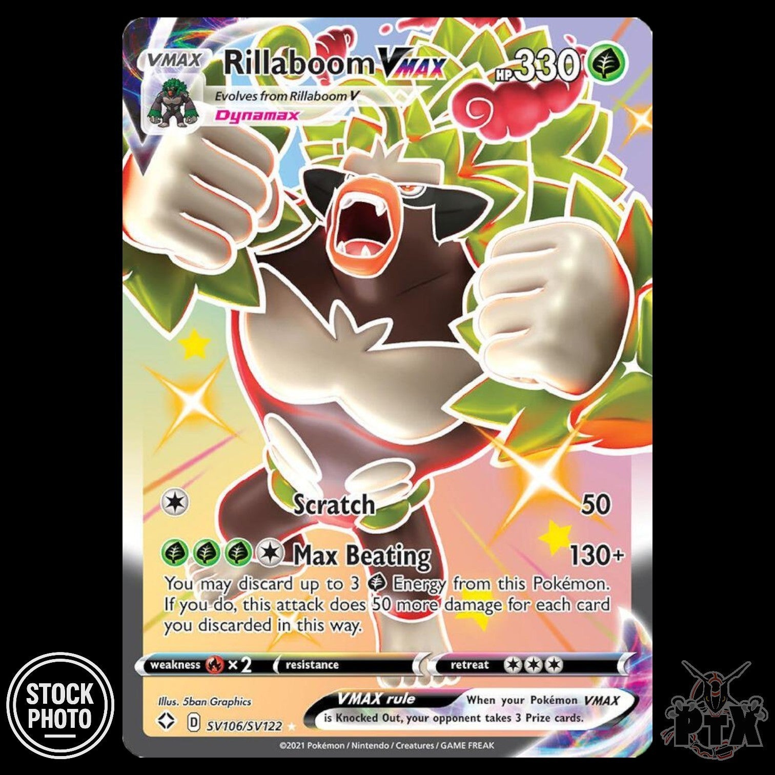 Rillaboom VMAX #SV106/SV122 Shining Fates NM/Near Mint Pokemon 2021